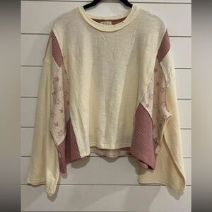 POL Cream and Pink Star Sweatshirt